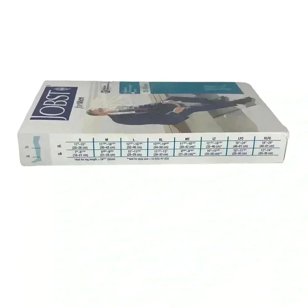 JOBST MENS MEDIUM COMPRESSION DRESS SOCKS CLOSED TOE BLACK NIB 20-30MMHG TRAVEL